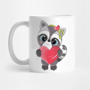 Funny raccoon with a big heart Mug